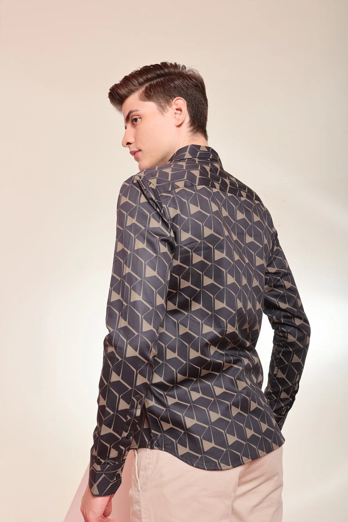 Majestic Brown print cotton shirt full sleeves | Style Matters