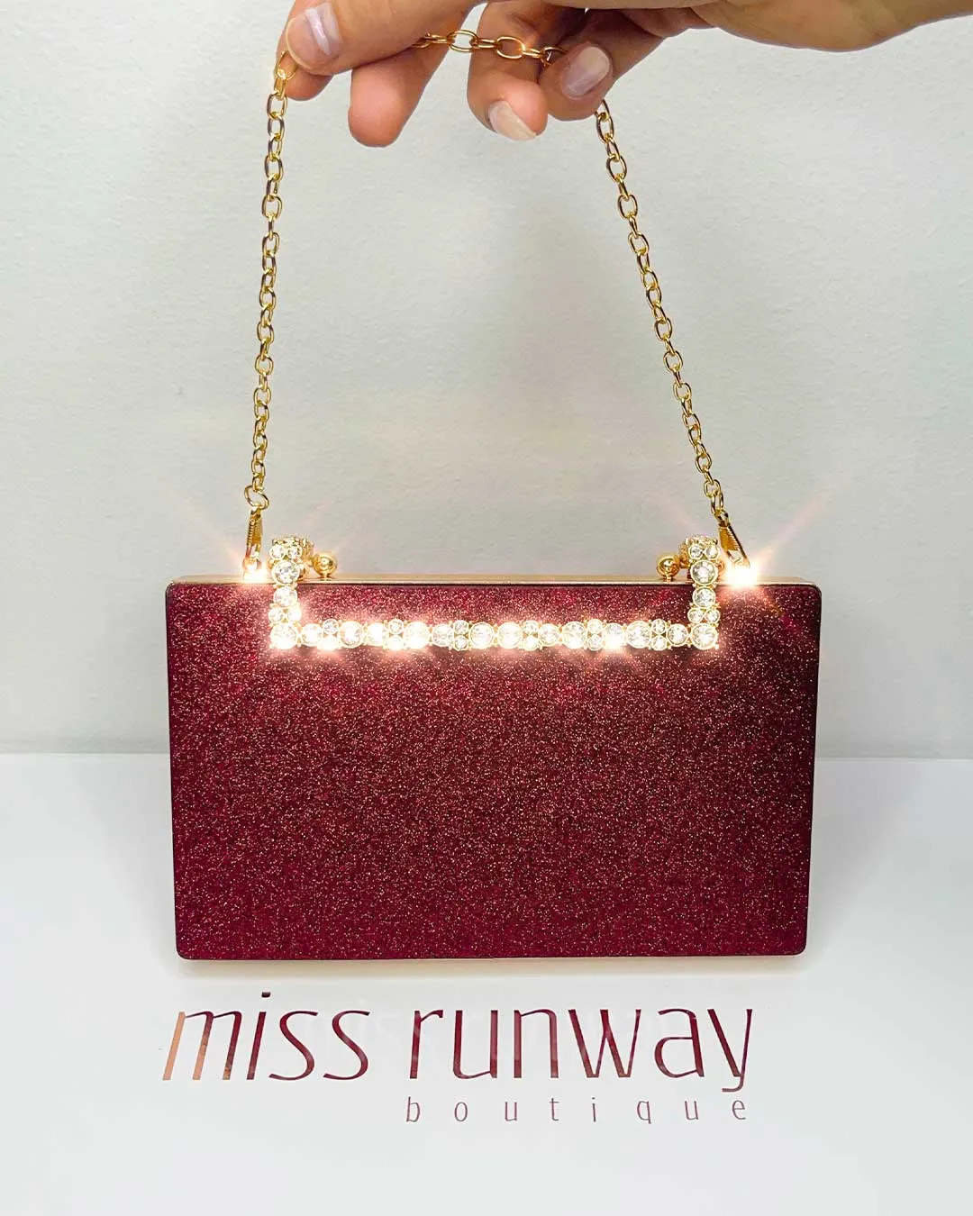 Mandy Glitter Clutch - Red