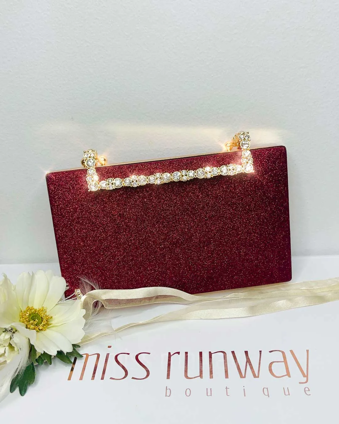 Mandy Glitter Clutch - Red