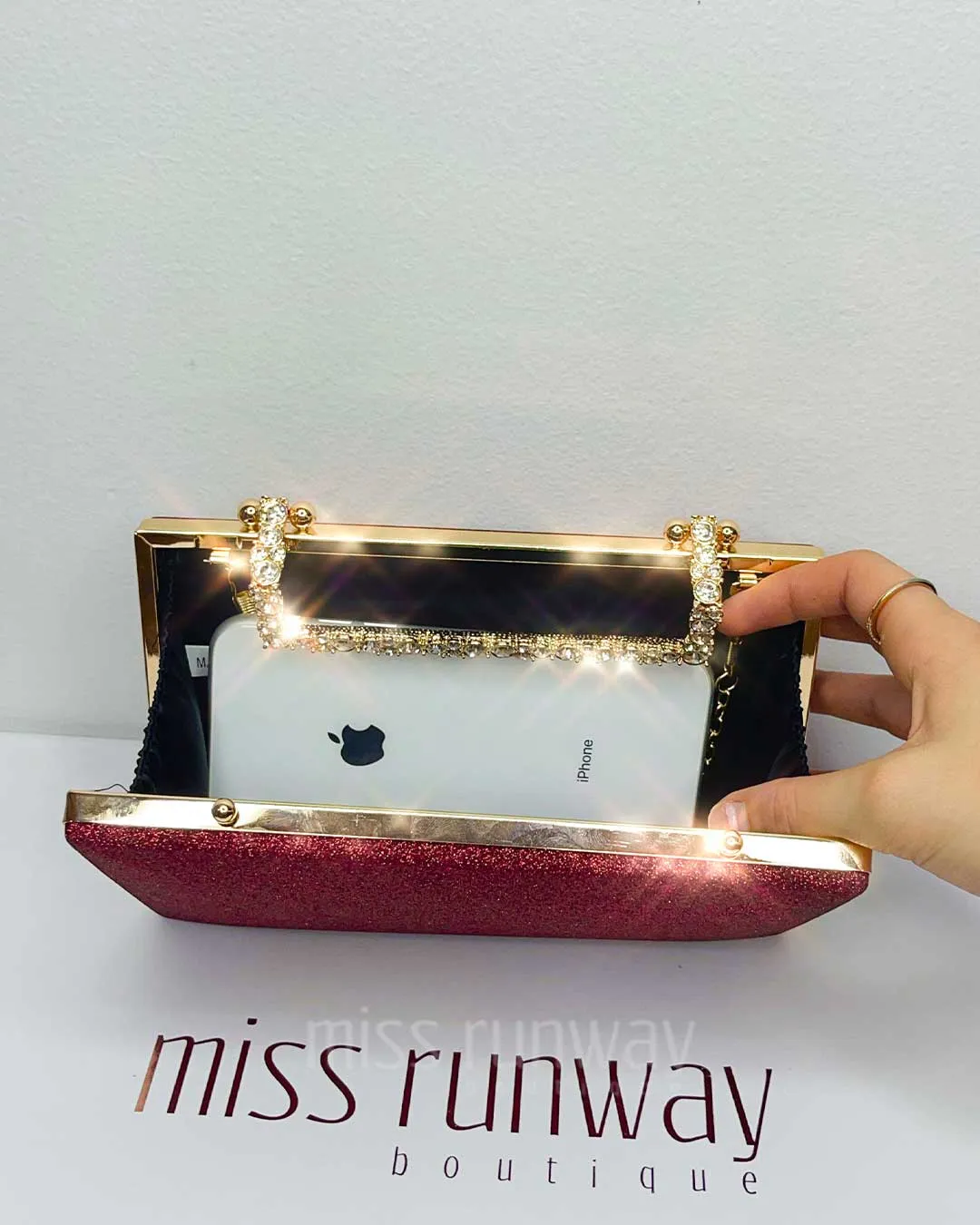 Mandy Glitter Clutch - Red