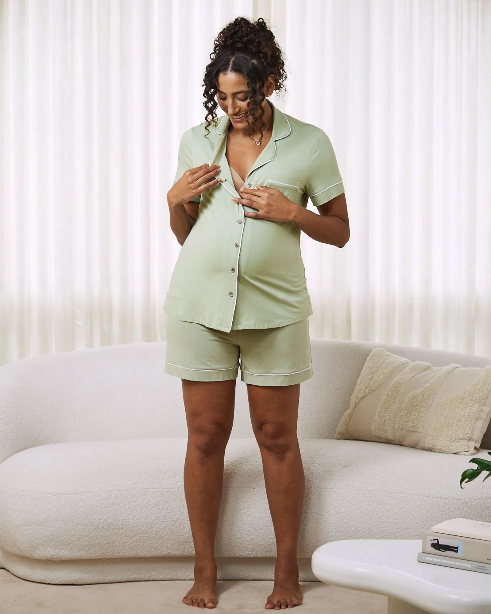 Maternity and Nursing Pyjama Set in Sage