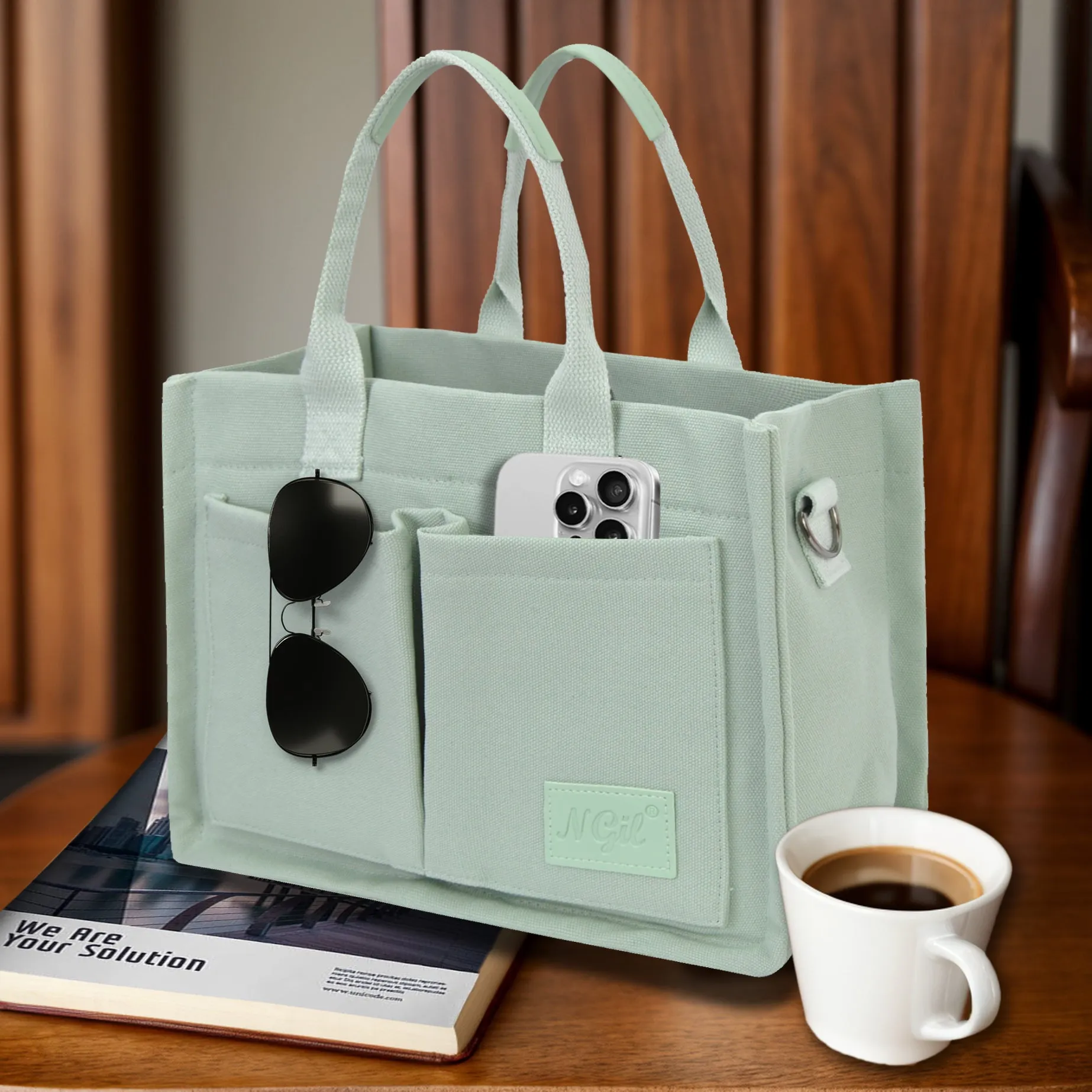 Mint NGIL Large Canvas Tote Bag