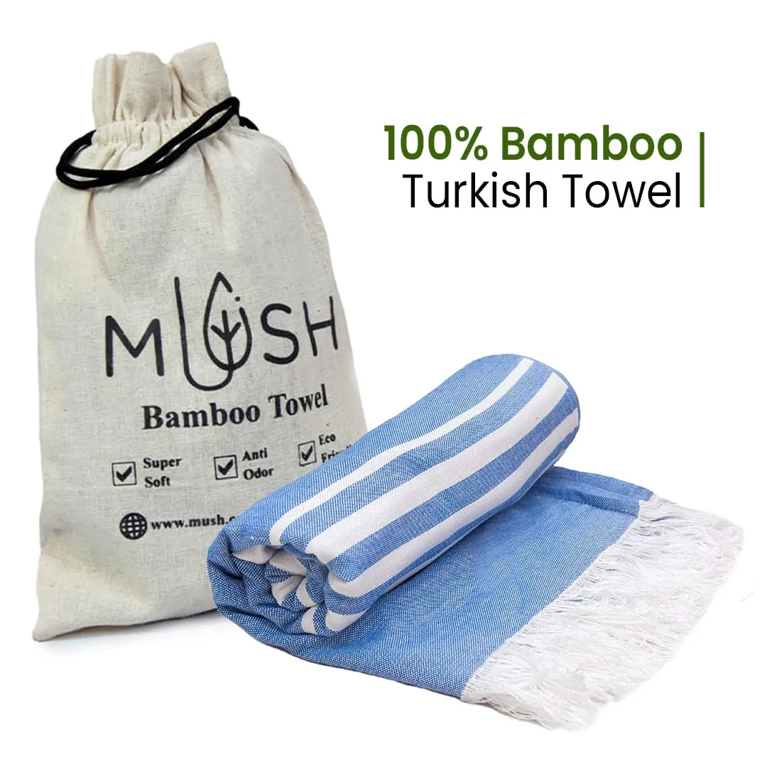 Mush 100% Bamboo Large Bath Towel | Ultra Soft, Absorbent, Light Weight, & Quick Dry Towel for Bath, Travel, Gym, Beach, Pool, and Yoga | 29 x 59 Inches / 75 X 150 cms (Set of 1, Blue)