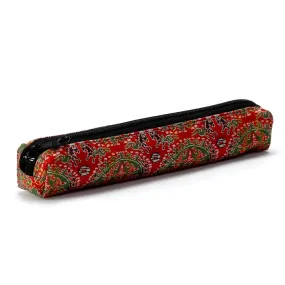 Nishijin-ori Pencil Case - White Tiger and Phoenix in Roun del - ,  Made in Kyoto, Japan,  Japanese traditional craft pen case