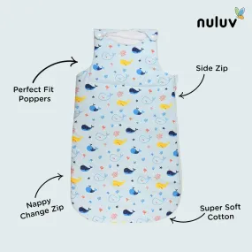 Nuluv Lt Blue Sleeping Bag 100 % Organic Cotton with Antimicrobial Finish