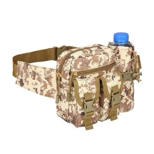 Outdoor Hip Pack for Water Bottle - Military Tactical Bag Waterproof Camping Hiking Pouch