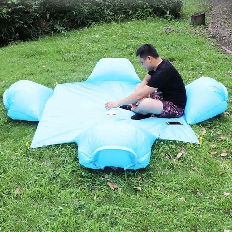 Outdoor Waterproof Air Pillow Picnic Mat Carrying Ground Sand Beach Grass Mat, Style:Four People(Random Color)