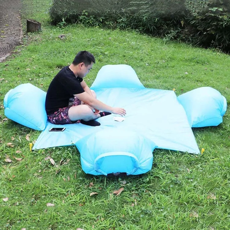 Outdoor Waterproof Air Pillow Picnic Mat Carrying Ground Sand Beach Grass Mat, Style:Four People(Random Color)