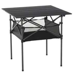 Outsunny Aluminum Camping Table Folding Table Picnic Table w/ Mesh  Bag, Black