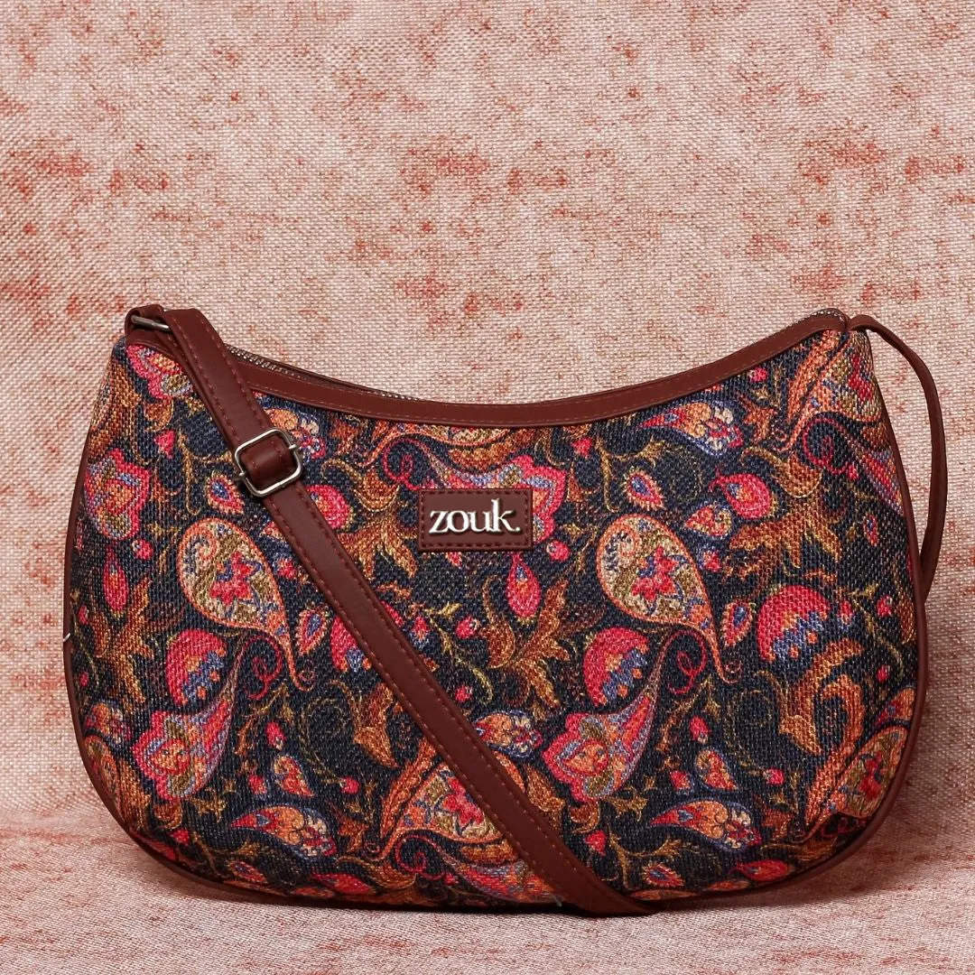 Paisley Print Structured Shoulder Bag