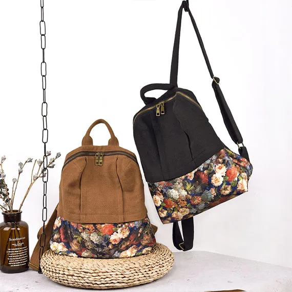 Patchwork Floral Simple Style Women Backpack Shoulder Bag