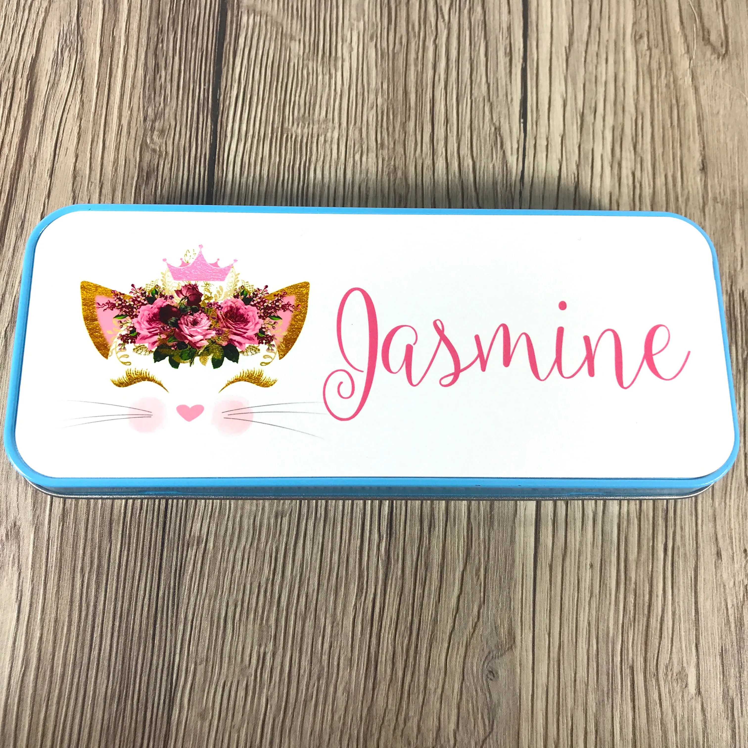 Personalised Printed Cat School Pencil Tin