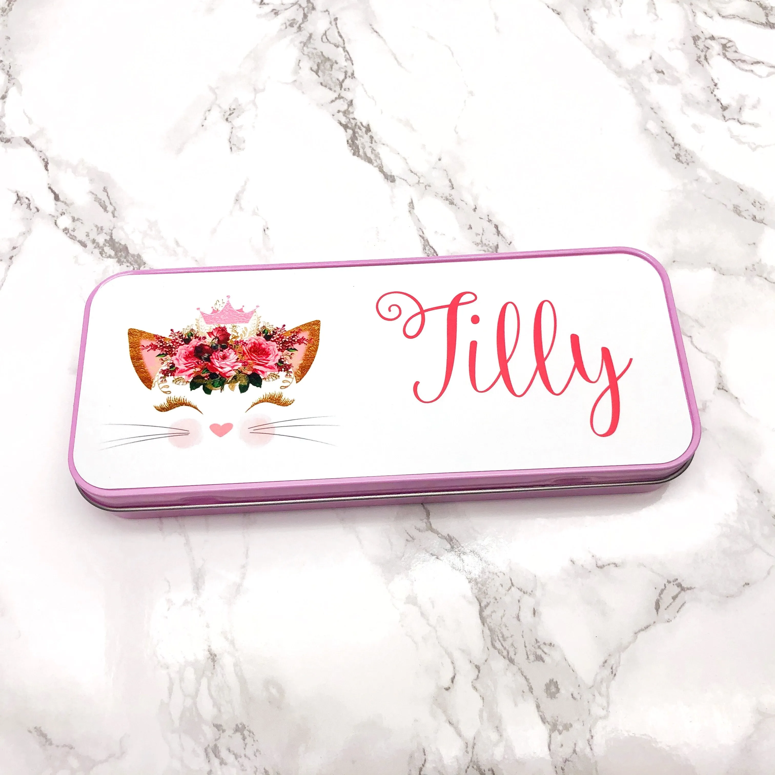 Personalised Printed Cat School Pencil Tin