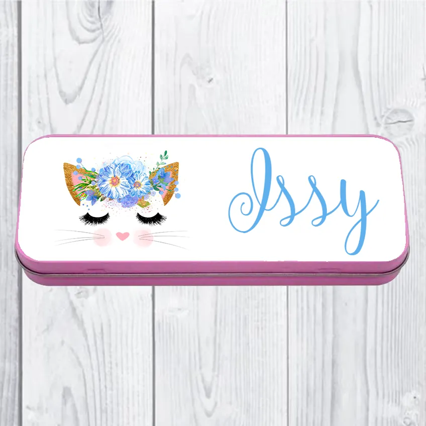 Personalised Printed Cat School Pencil Tin