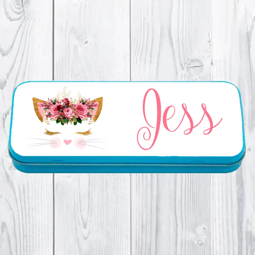 Personalised Printed Cat School Pencil Tin