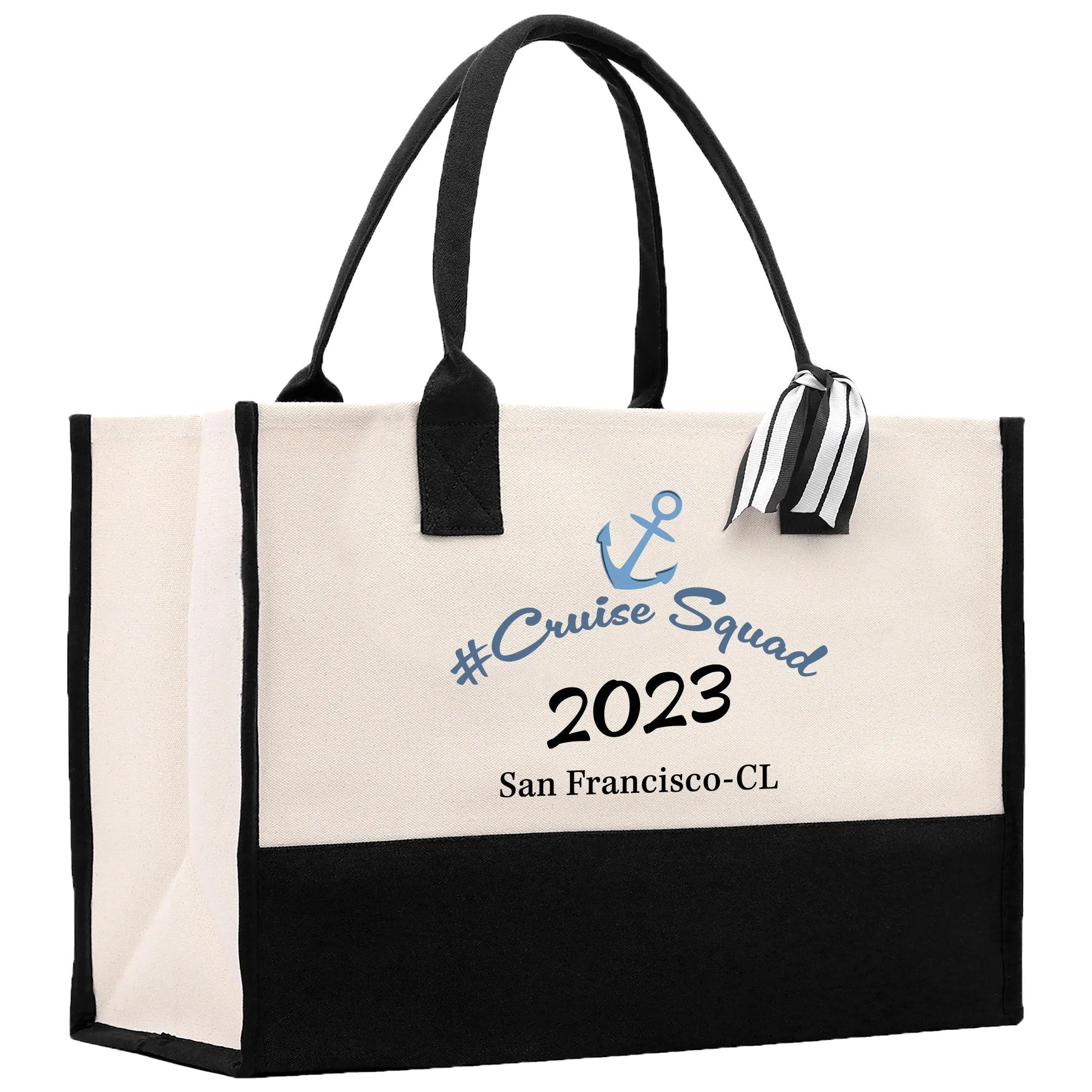 Personalized Family Cruise Cotton Canvas Tote Bag Custom Cruise Vacation Bag Cruise Travel Tote Family Trip Bag