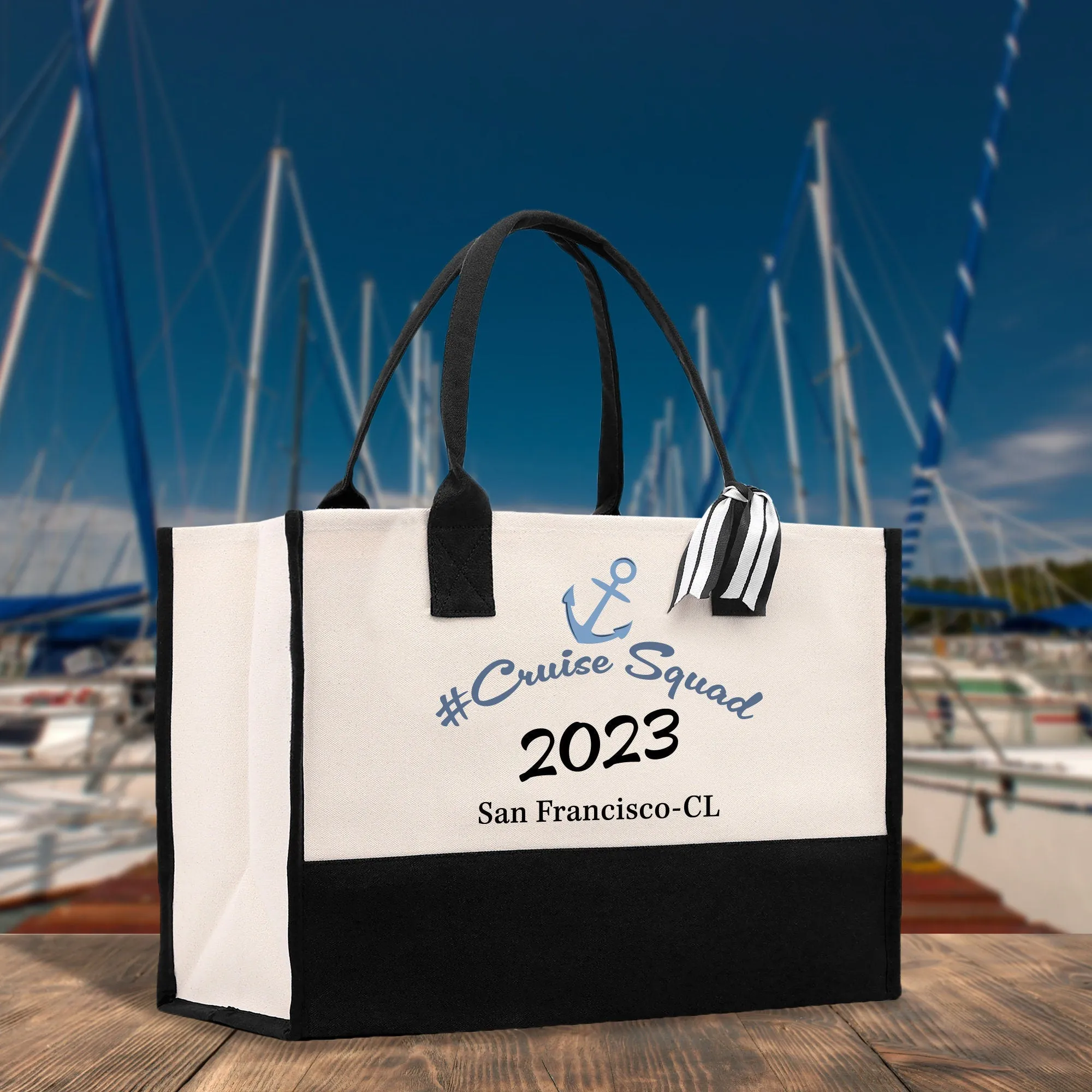 Personalized Family Cruise Cotton Canvas Tote Bag Custom Cruise Vacation Bag Cruise Travel Tote Family Trip Bag