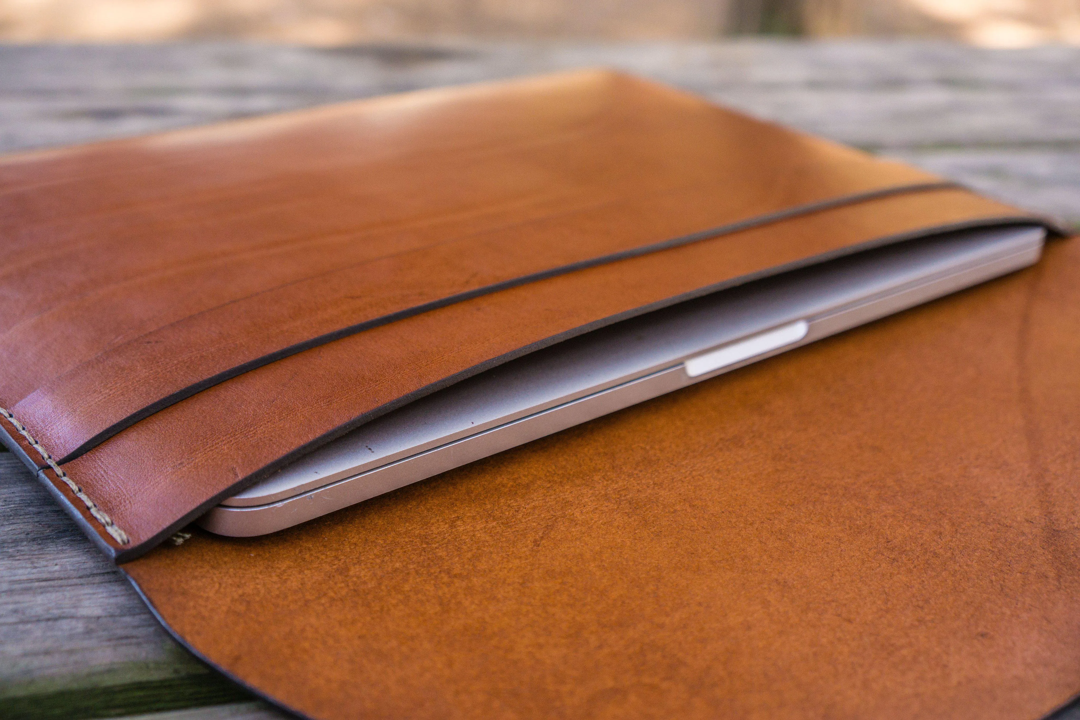 Personalized Leather MacBook Sleeves - Brown