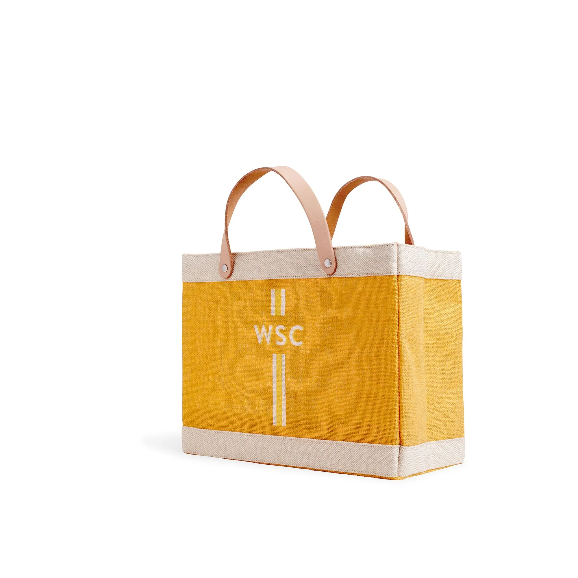 Petite Market Bag in Gold with Monogram