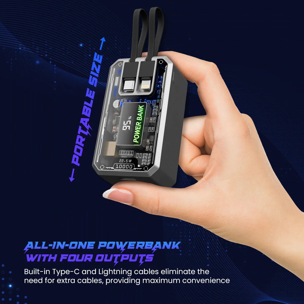 POwER Plus Ultra Transparent Powerbank With 10000mAh Battery power