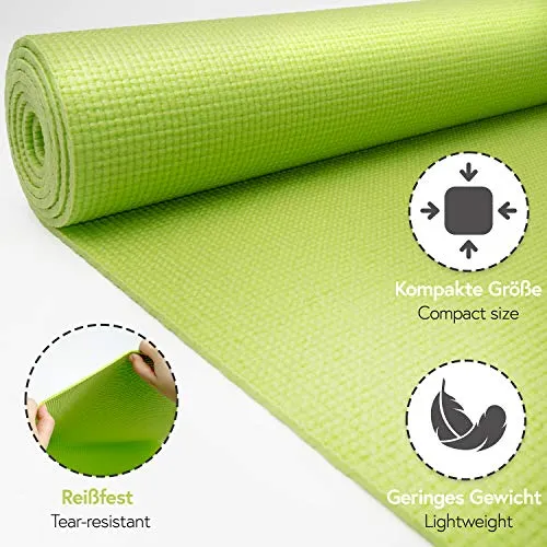 POWRX Yoga Mat with Bag NonSlip Large 68 x 24 015 Thickness Green