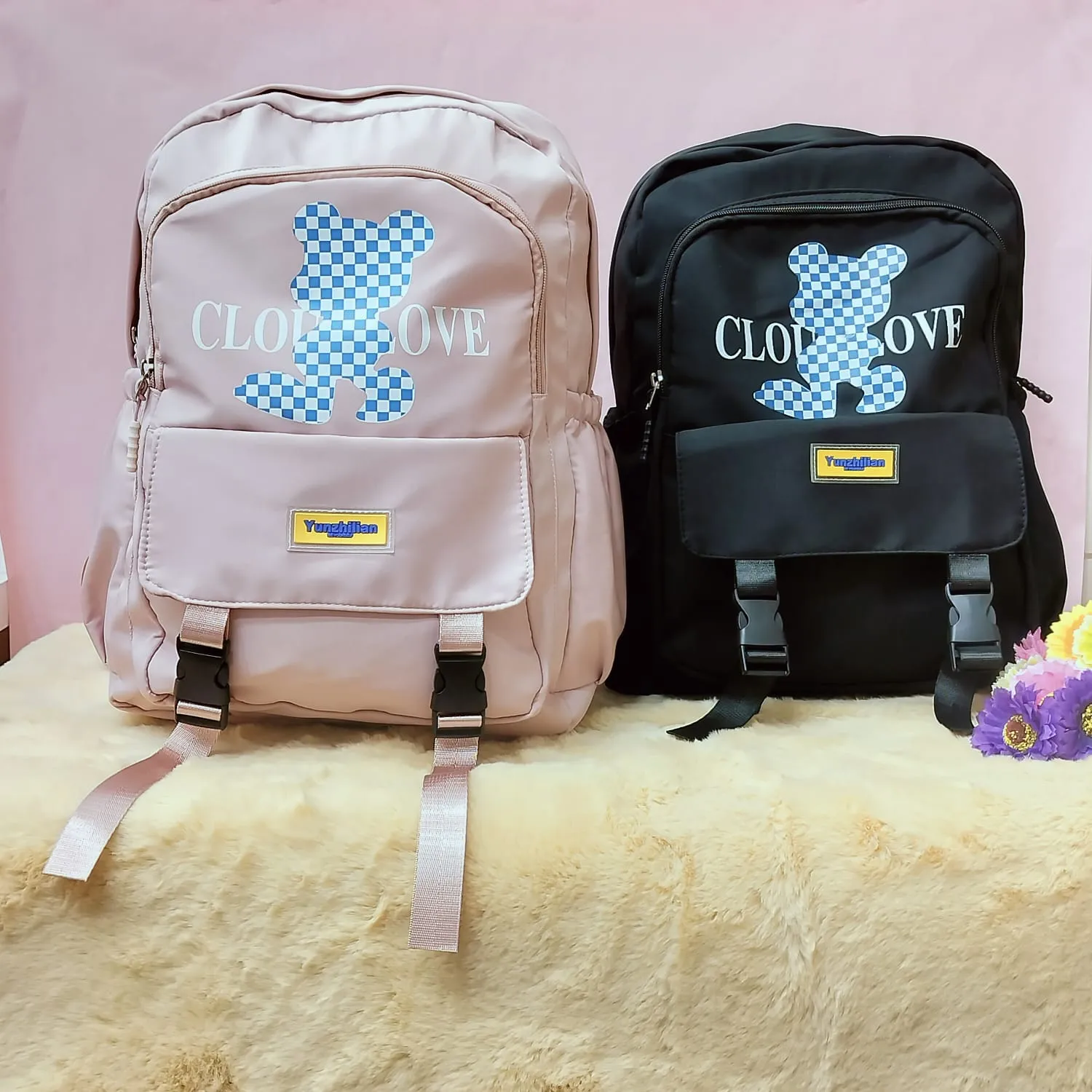 Printed Teddy Backpack.