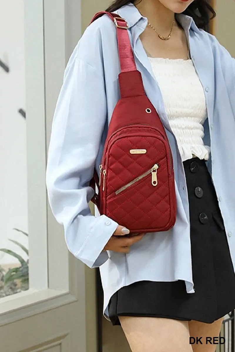 Quilted Multi-Pocket Crossbody Sling Bag