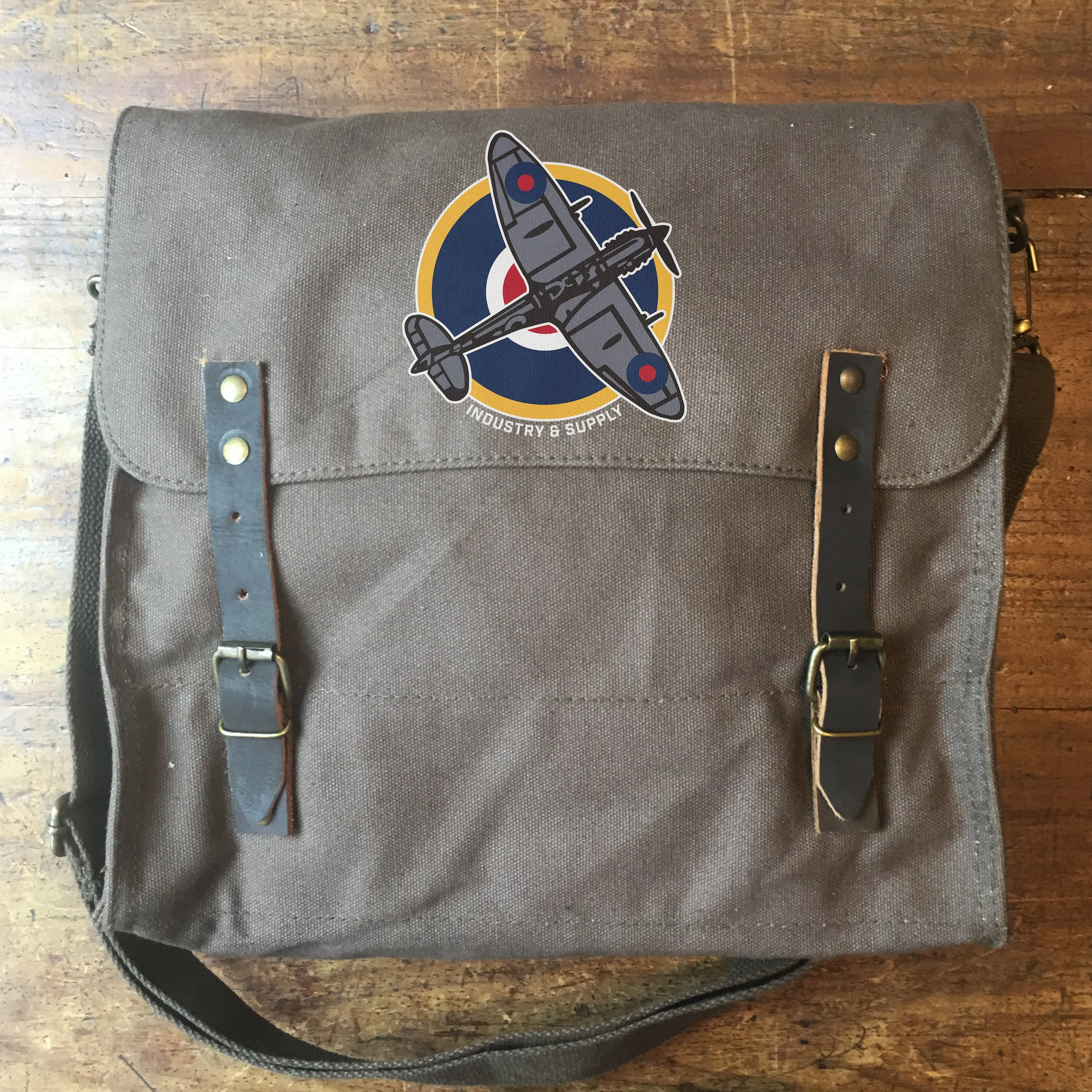 R.A.F. SPITFIRE ARMY SURPLUS CANVAS SATCHEL BAGS