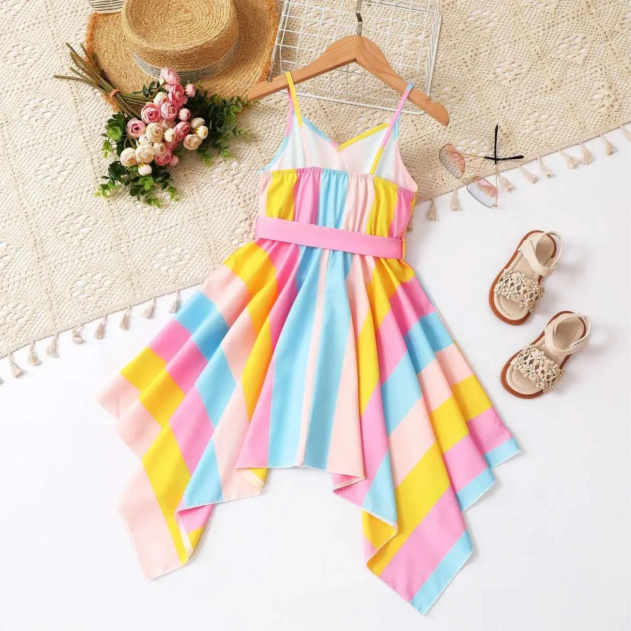 Rainbow Pleated Dress - Kids Girl