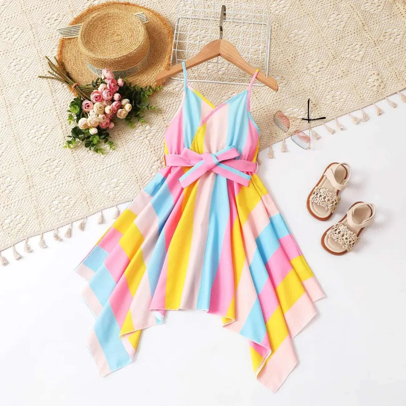 Rainbow Pleated Dress - Kids Girl