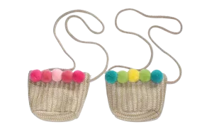 Rattan Pom Pom Purse