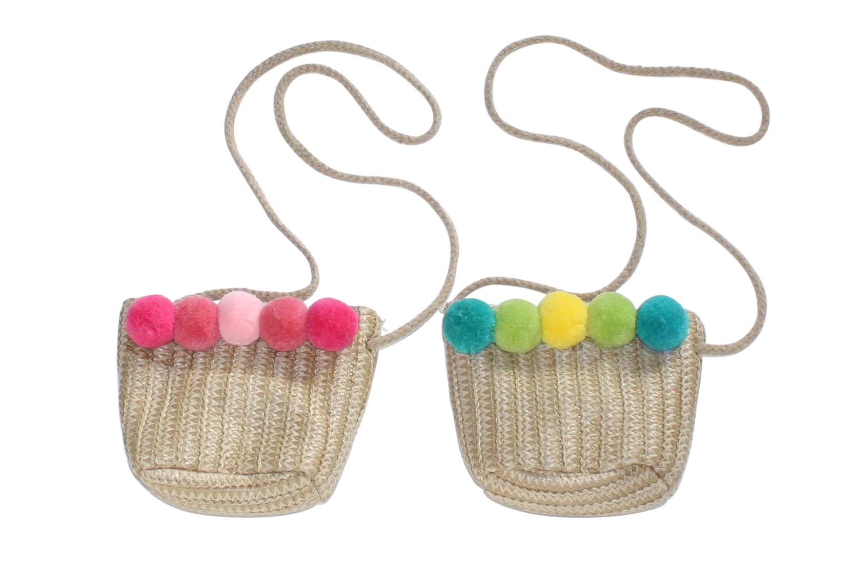 Rattan Pom Pom Purse