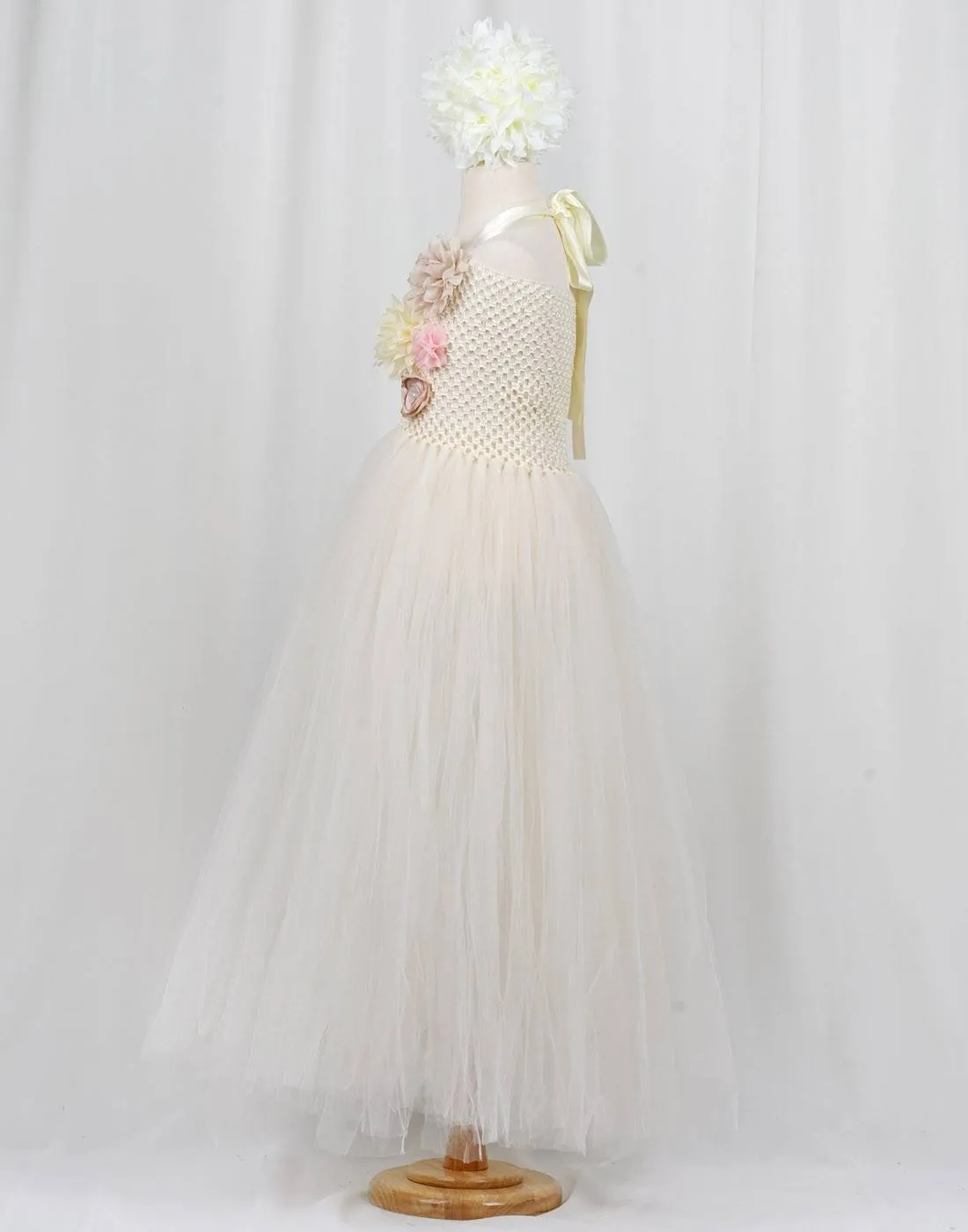 Ravishing Ivory Tulle Flower Girl Dress - Ivory