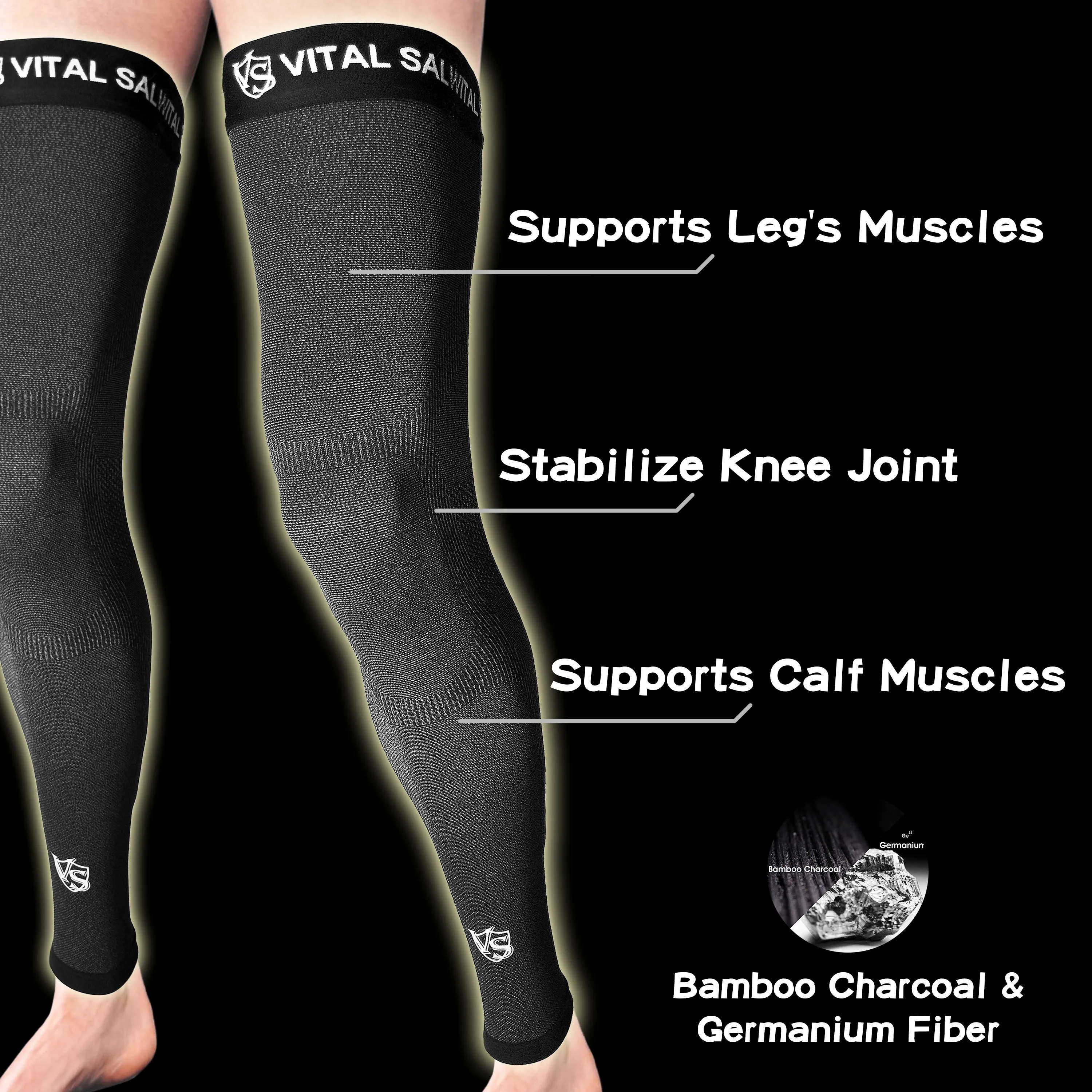 Recovery Compression Full Leg Sleeve 1 PC (Dark Grey)