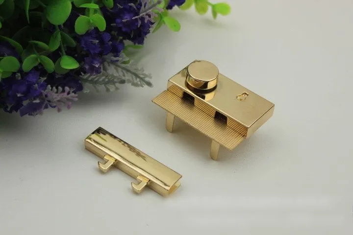 Rectangle Twist Press Lock 52mm Purse Charm Organizer Luggage Hardware Antique Gold Lock And Key Closure Small Bag Clutch Metal Accessories