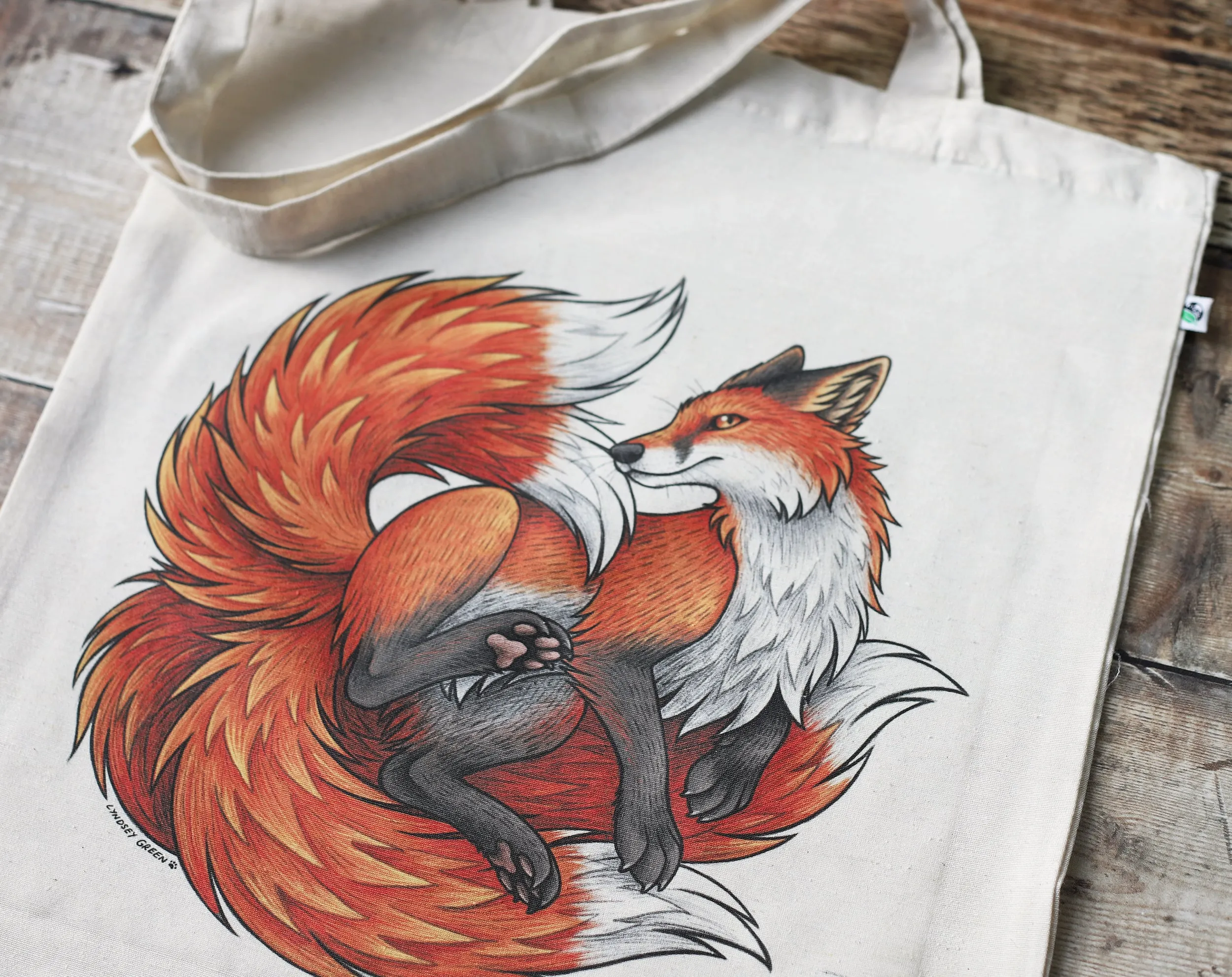 Red Kitsune Tote Bag ~ Made from Recycled Plastic!