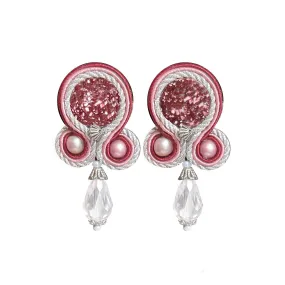 Red Porphyry Marble Earrings made with the Soutache Technique