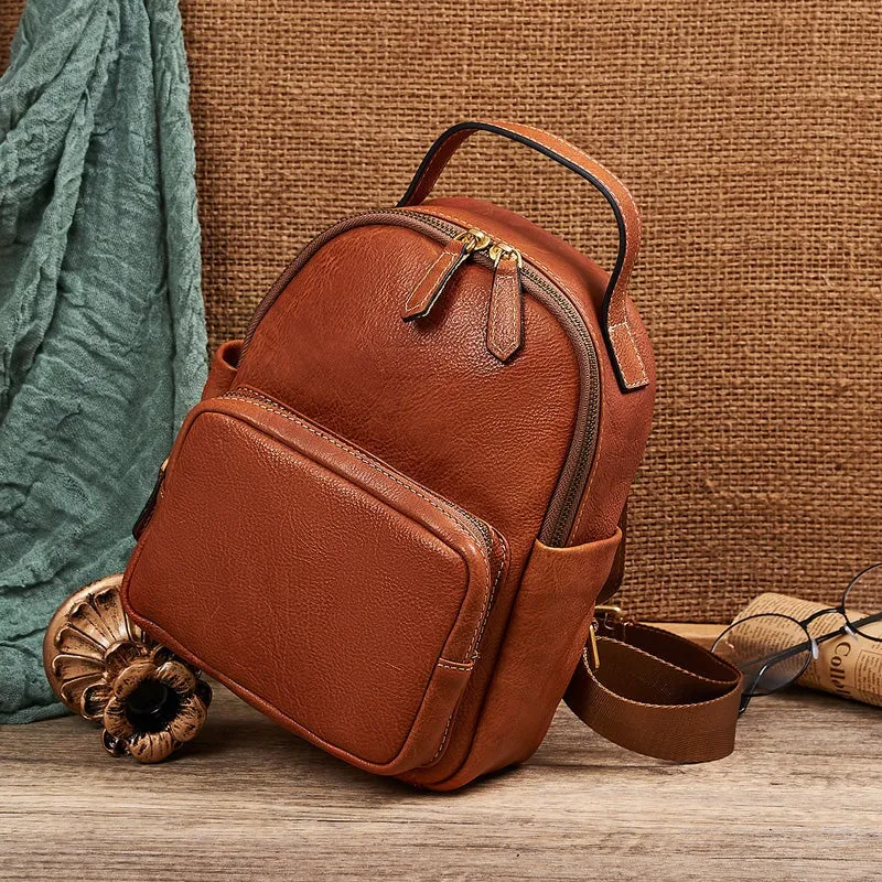 Retro Casual Cowhide Ladies Backpack