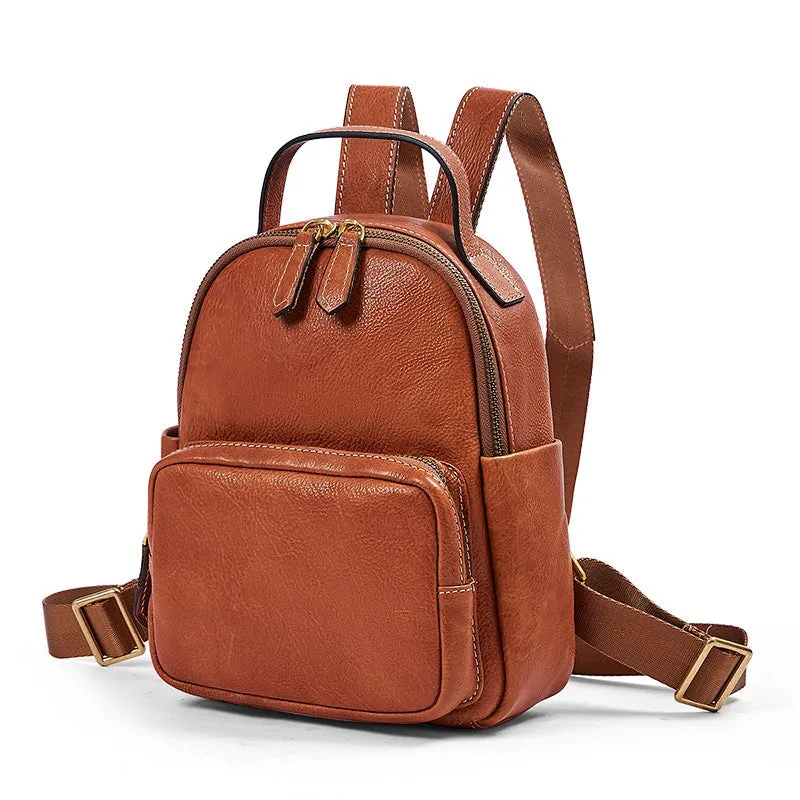 Retro Casual Cowhide Ladies Backpack