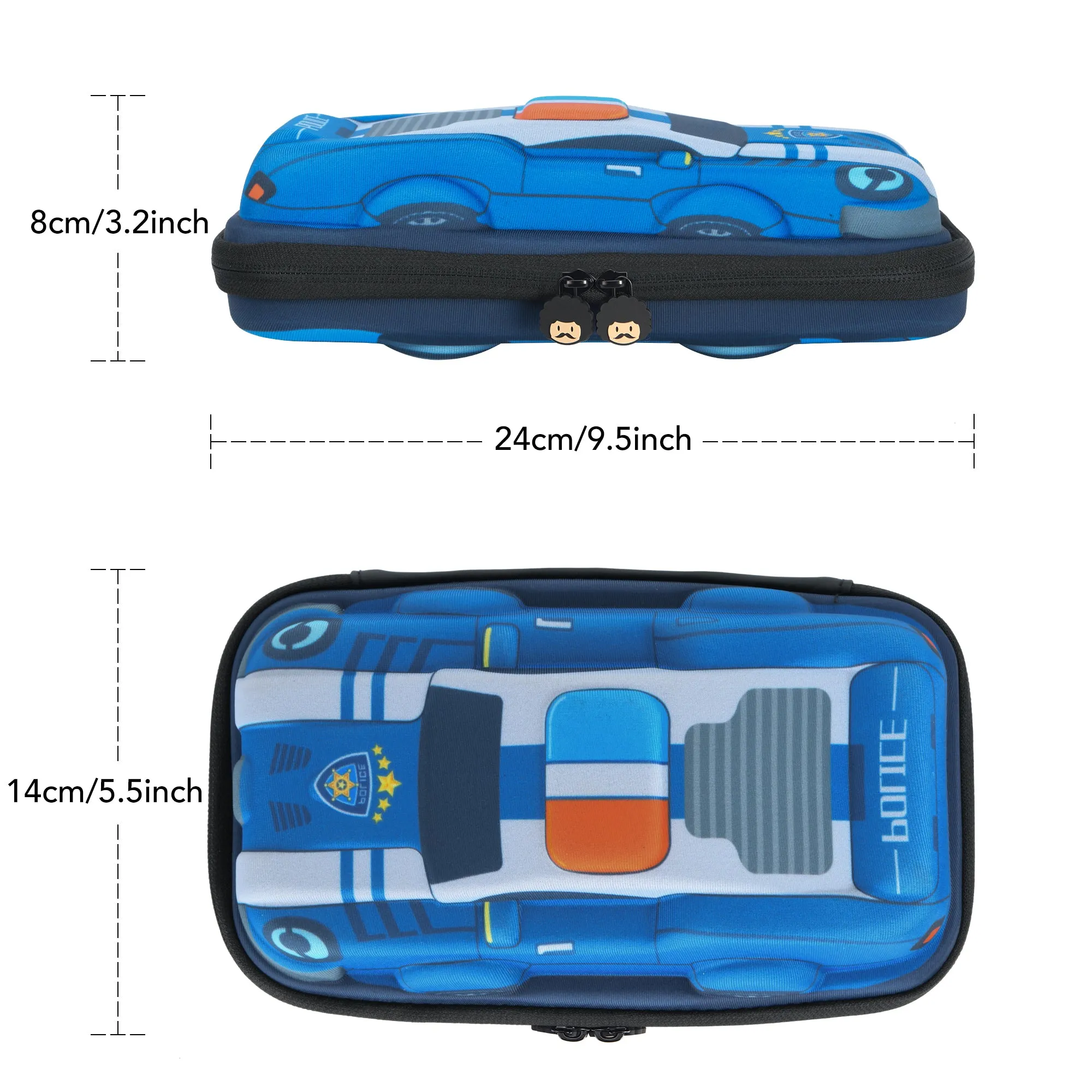 Rockpapa Large-Capacity Police Car Pencil Case, Pencil Box, Pencil Pouch for Kids