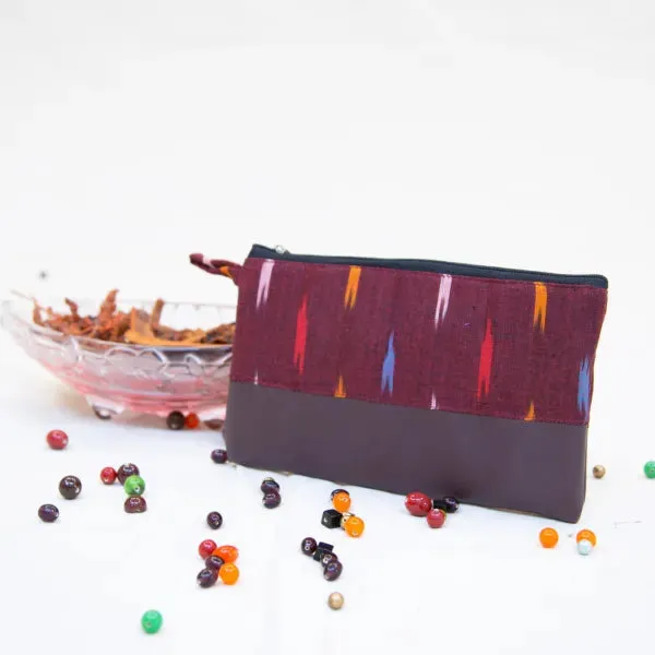 Sarus Crane Classic Purse Maroon Colour with Multicolour.