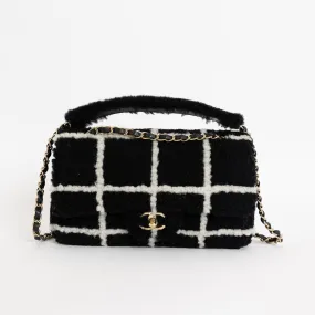 Seasonal Single Flap, Black White Shearling 6104