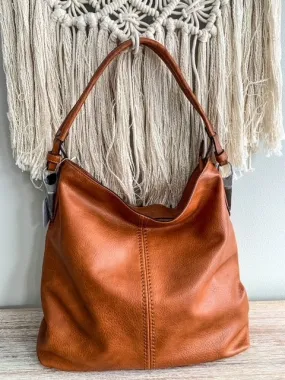 Side Metal Accent Hobo Bag