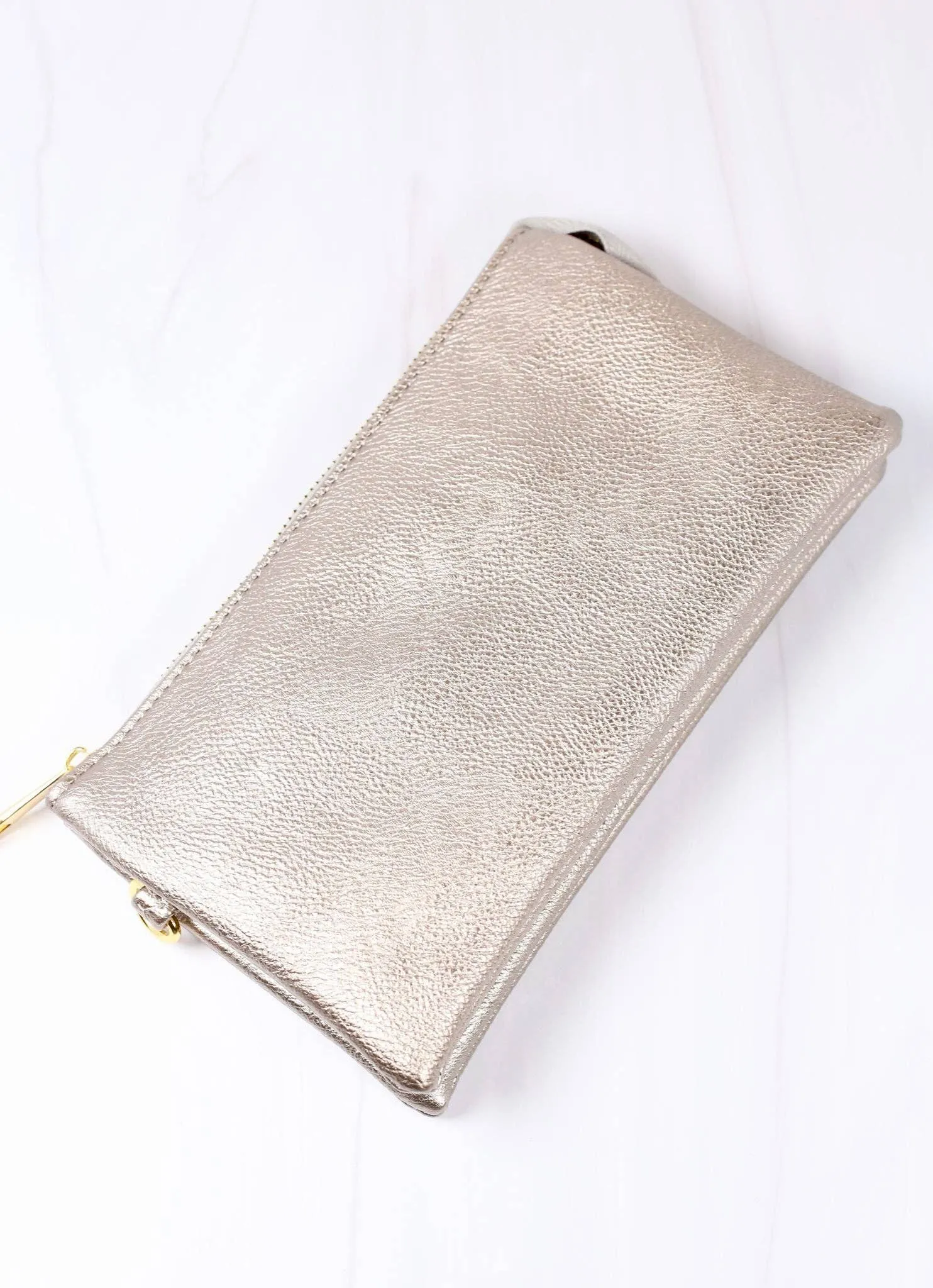 Silver Clutch Crossbody Purse