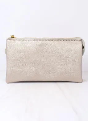 Silver Clutch Crossbody Purse