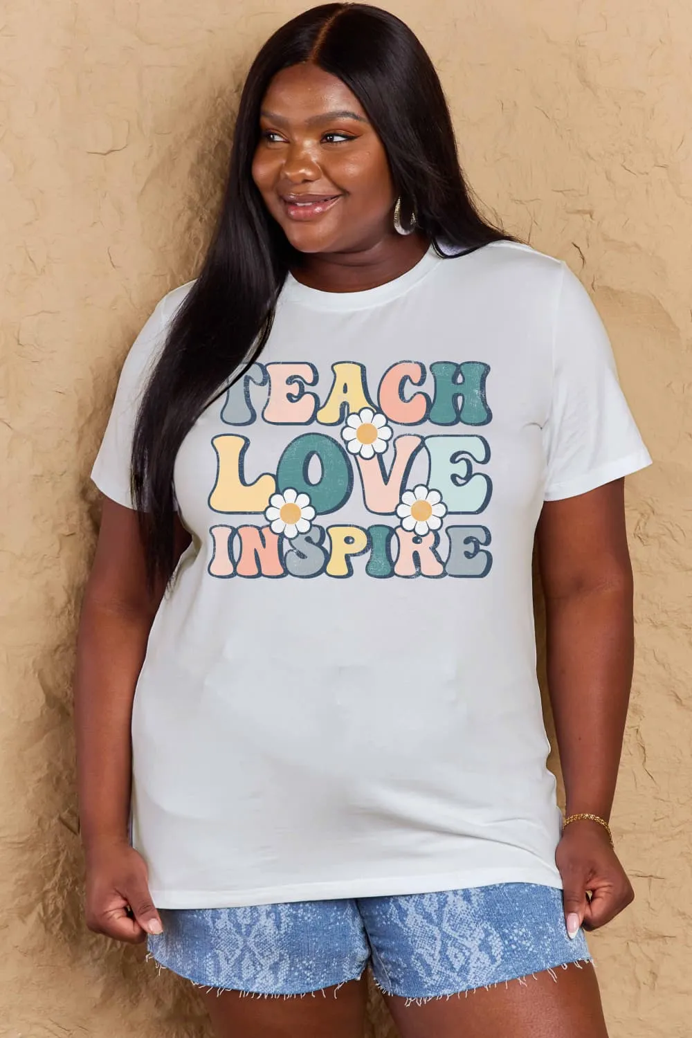 Simply Love Full Size TEACH LOVE INSPIRE Graphic Cotton T-Shirt