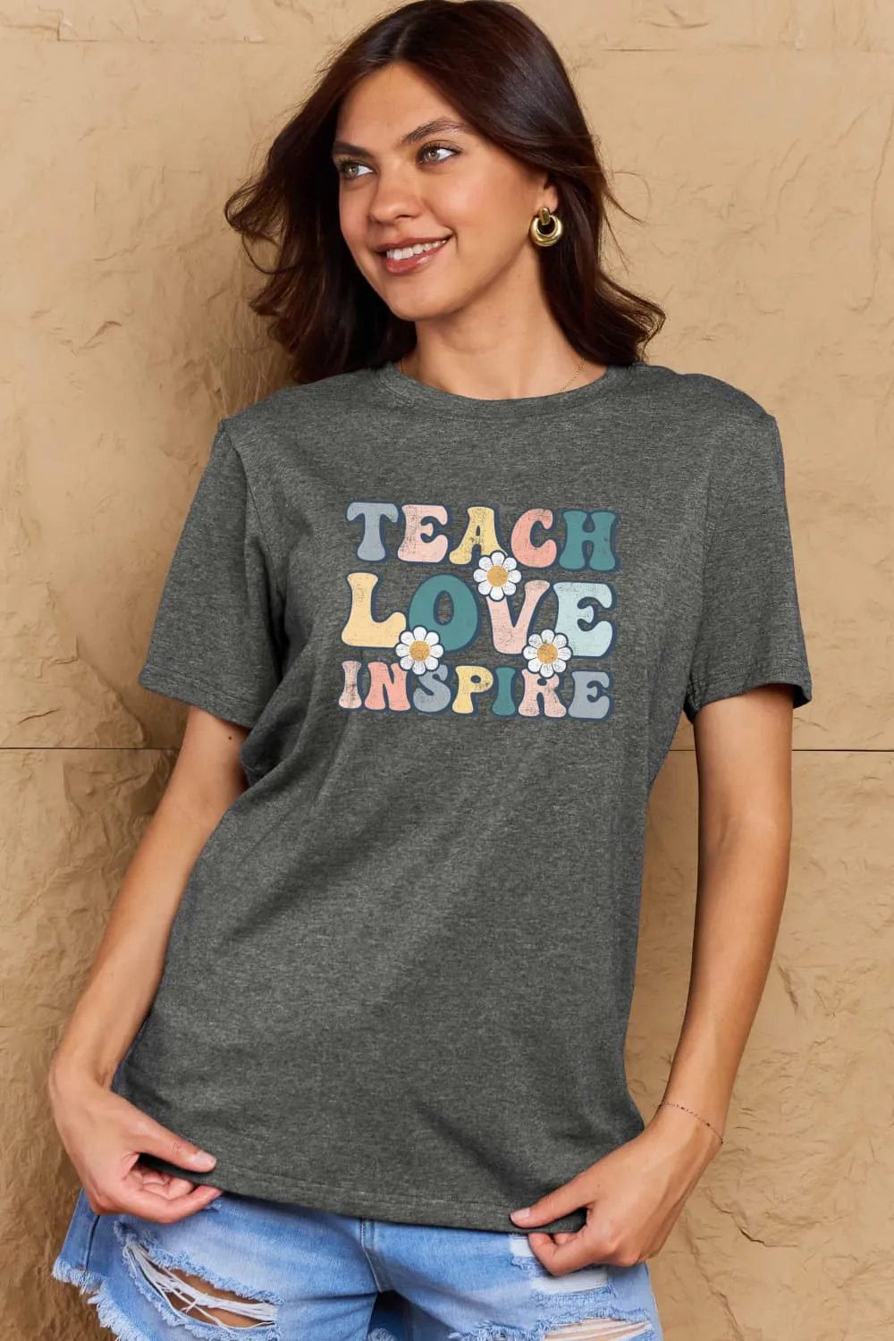 Simply Love Full Size TEACH LOVE INSPIRE Graphic Cotton T-Shirt