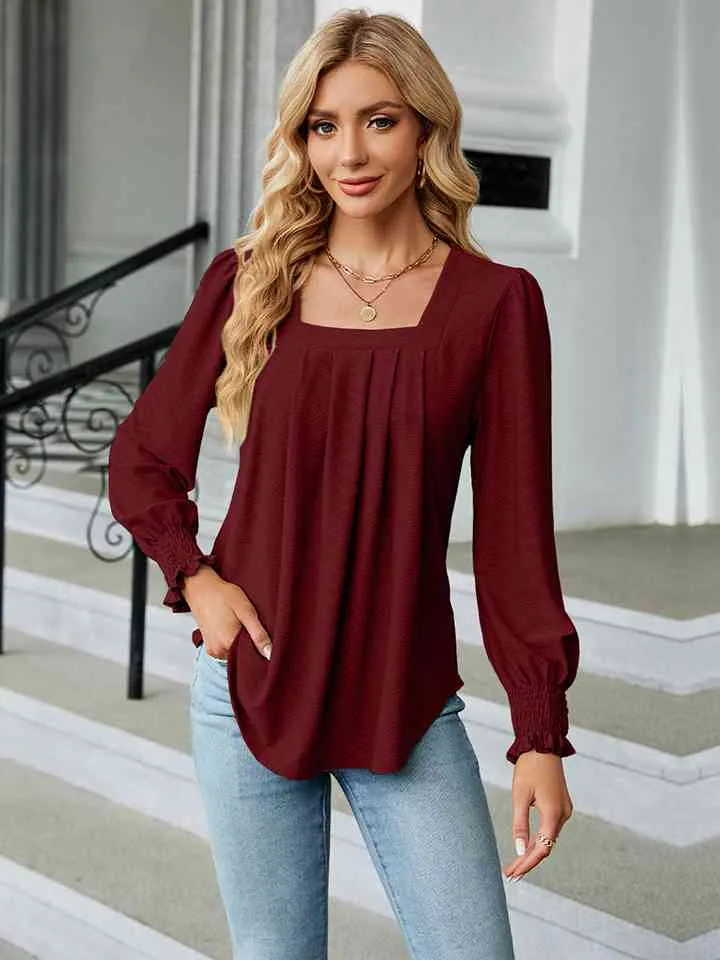 Square Neck Puff Sleeve Blouse