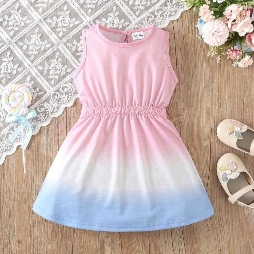 Summer Dress Gradient Color Casual Sleeveless - Toddler Girl