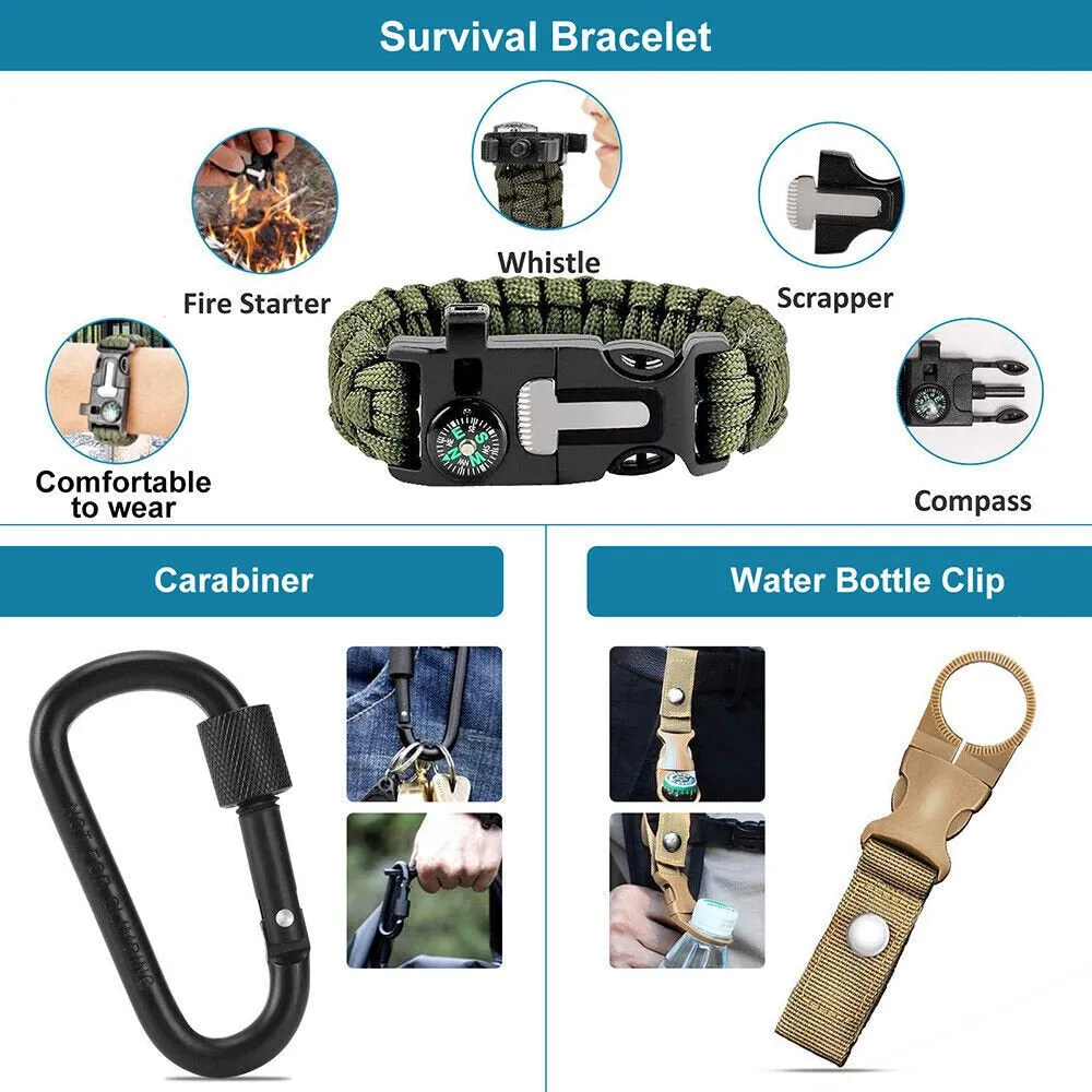 Survival Kit, 14 in 1 Emergency Survival Gear Kit, Emergency Kit for Outdoor Adventure, Hiking, Gifts for Men Women